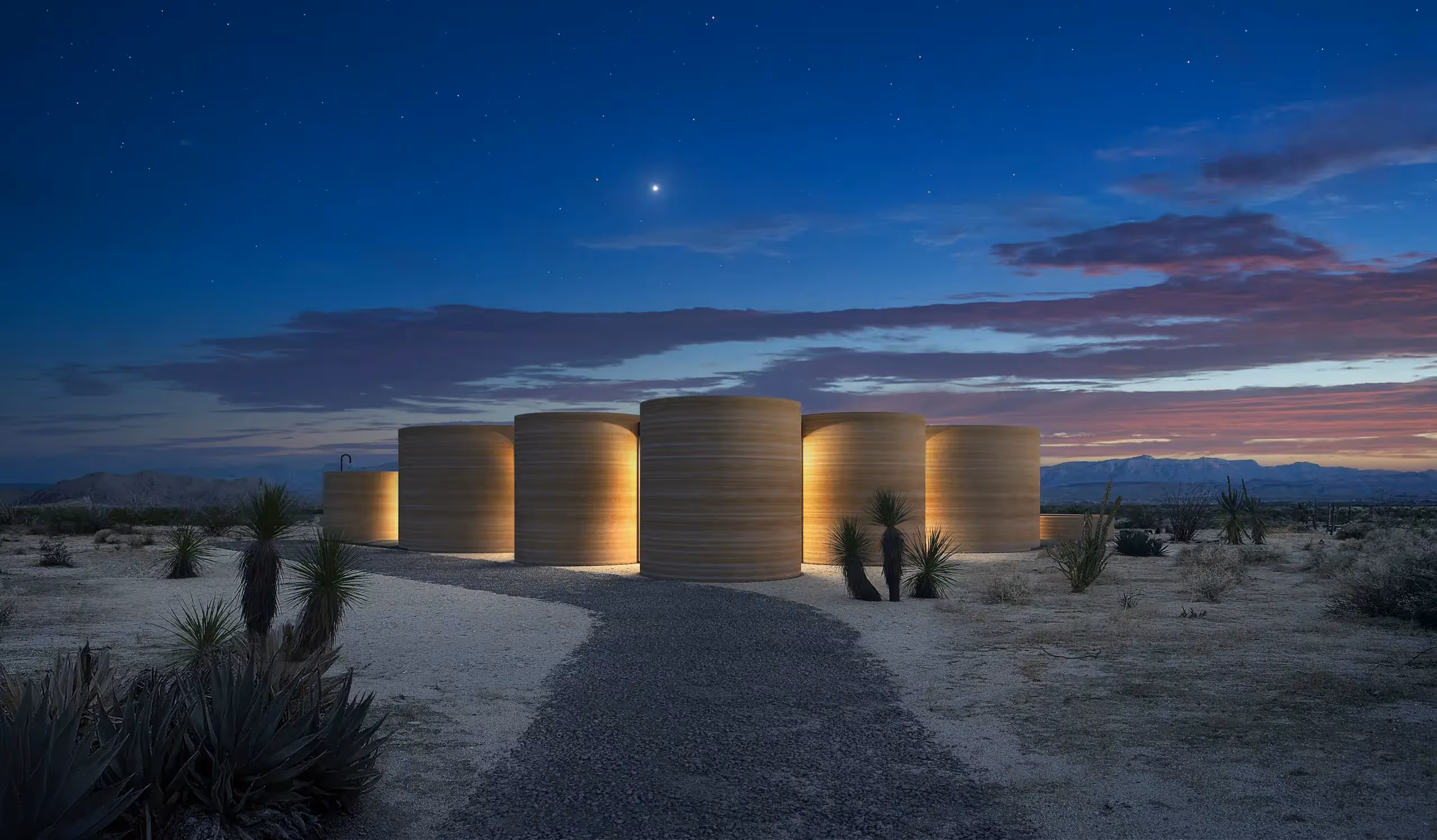 EL COSMICO 3 D printed Sunday Homes front concept render