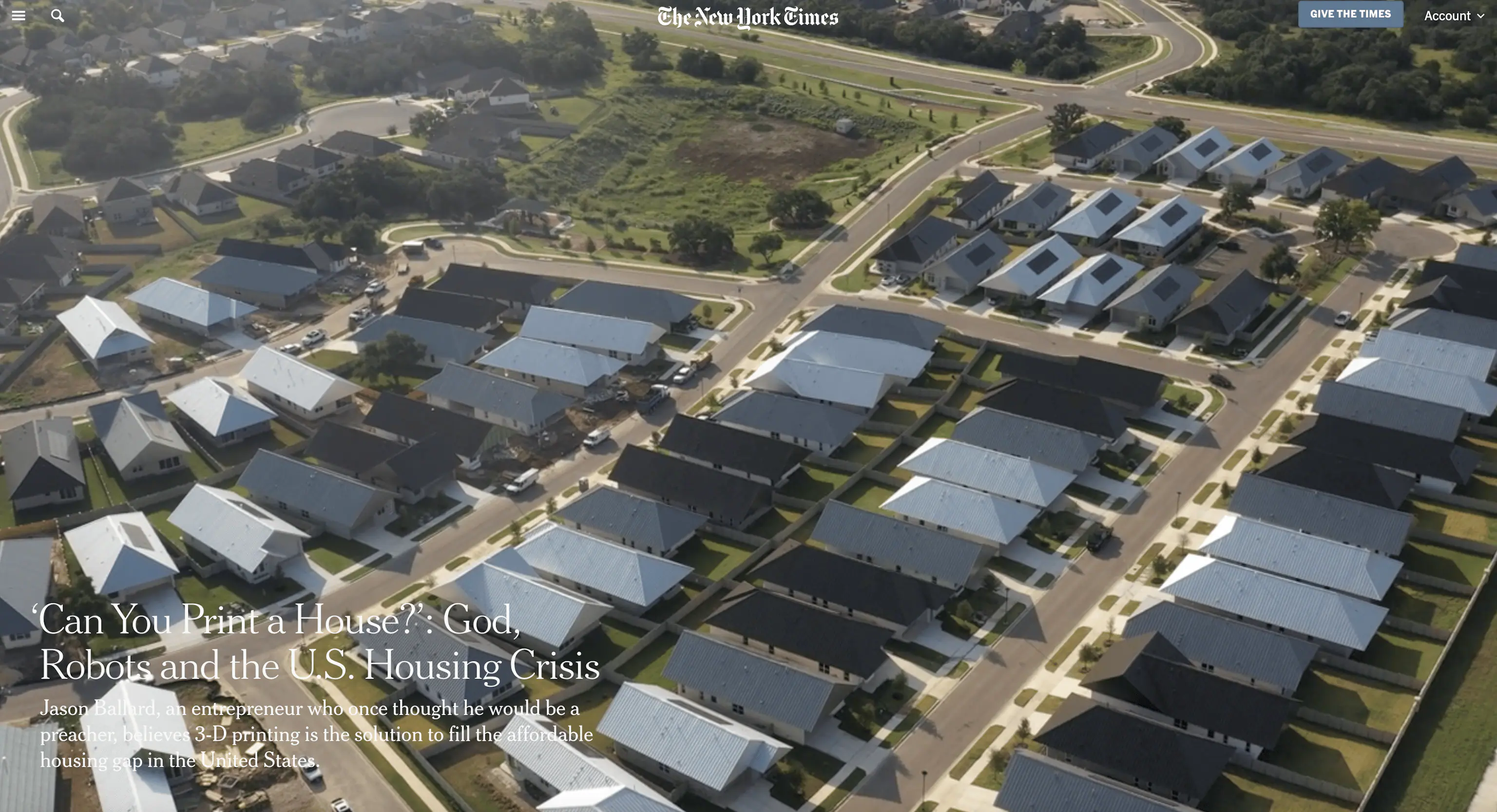 Aerial view of a suburban housing development illustrating the scale of the U.S. housing shortage
