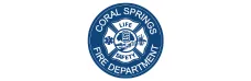 Coral Springs Fire Department official seal with life safety emblem.
