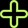 Green medical cross symbol with double outline on black background.