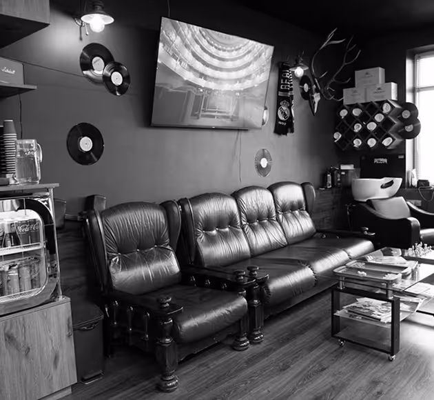 Interior of the barbershop Mr Cash in Kiev