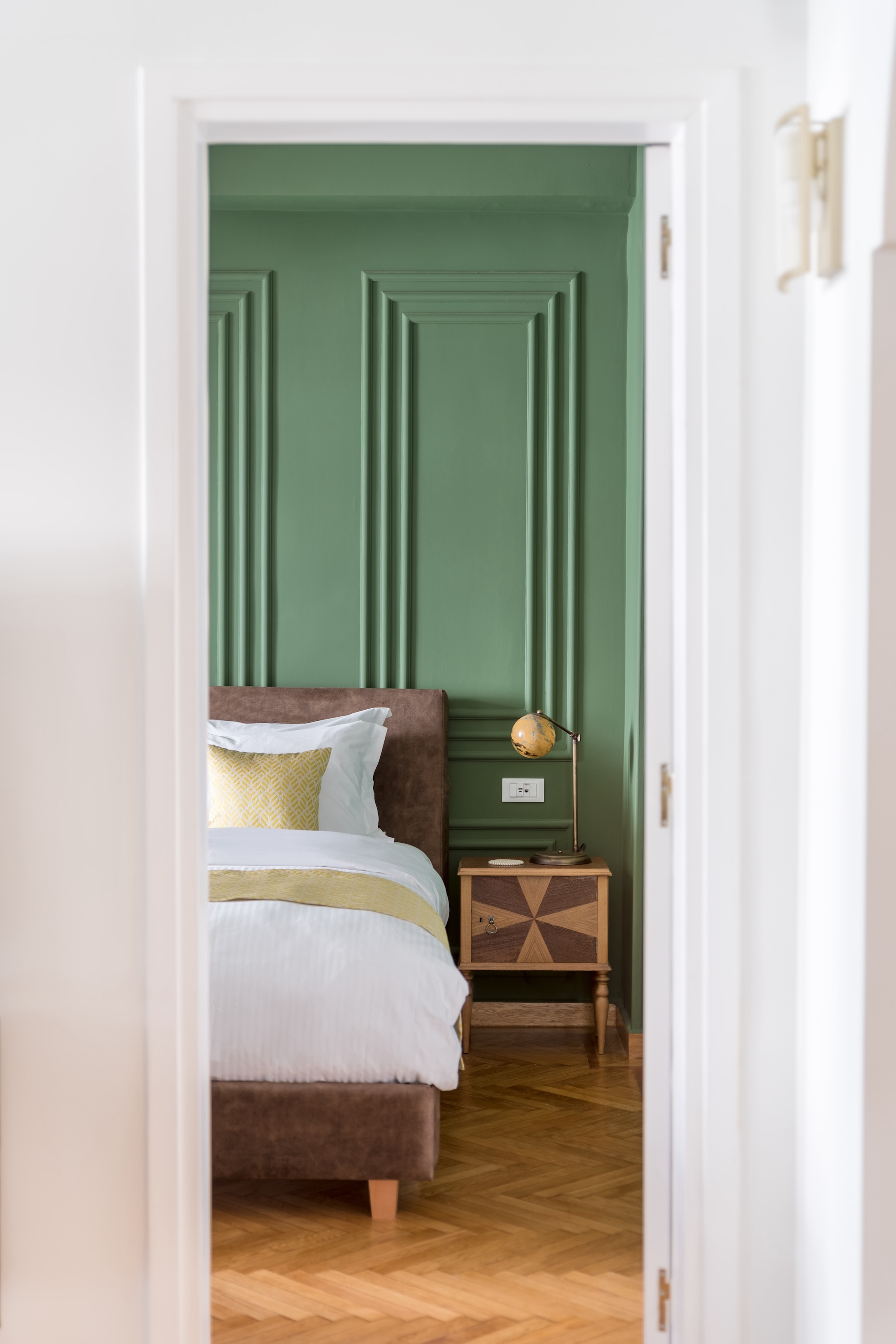 Bedroom doorway detail at The Hive apartment in Kypseli Athens