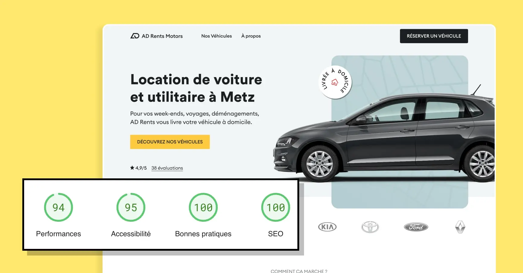 Score PageSpeed Insights site réalisé par Gemeos