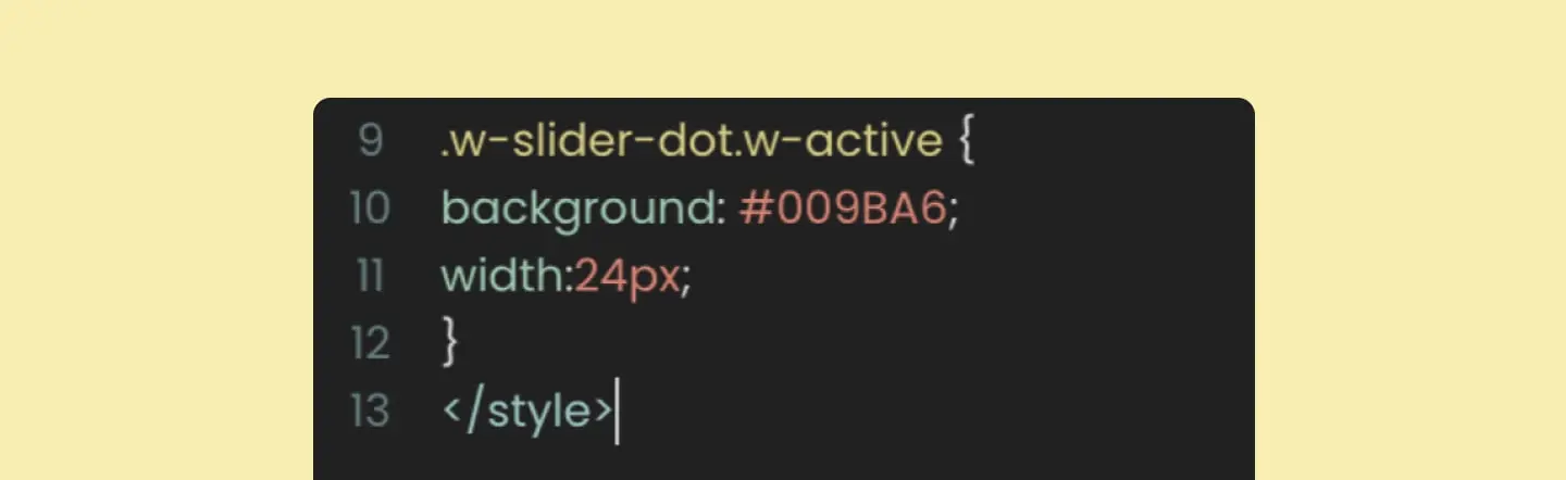 CSS Slider dot actif Webflow