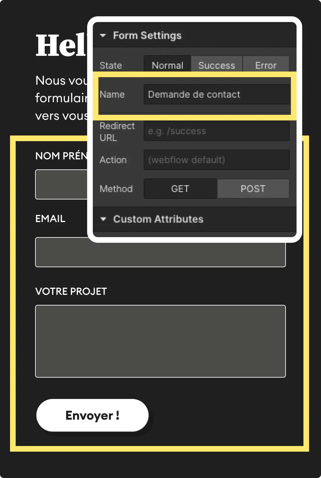 formulaire webflow