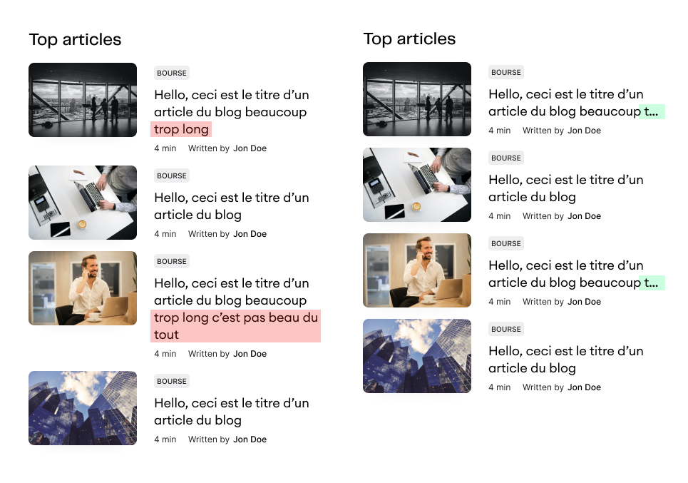 Exemple texte tronqué dans Webflow