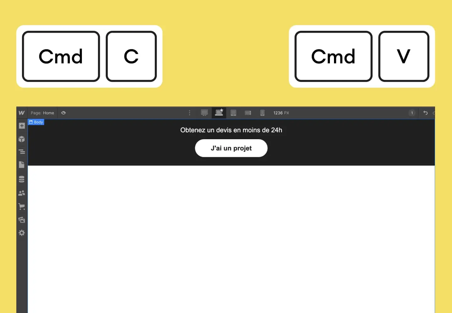 Nouveau projet Webflow