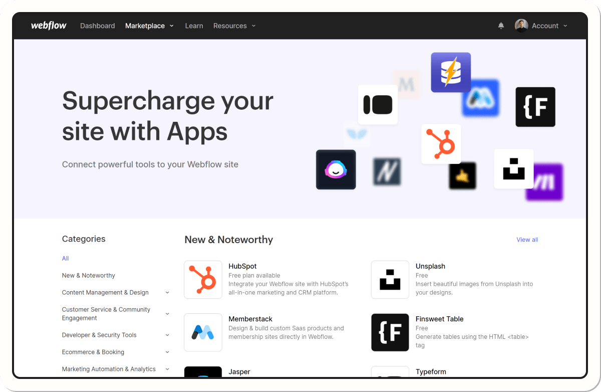 Connexion tools Webflow Apps