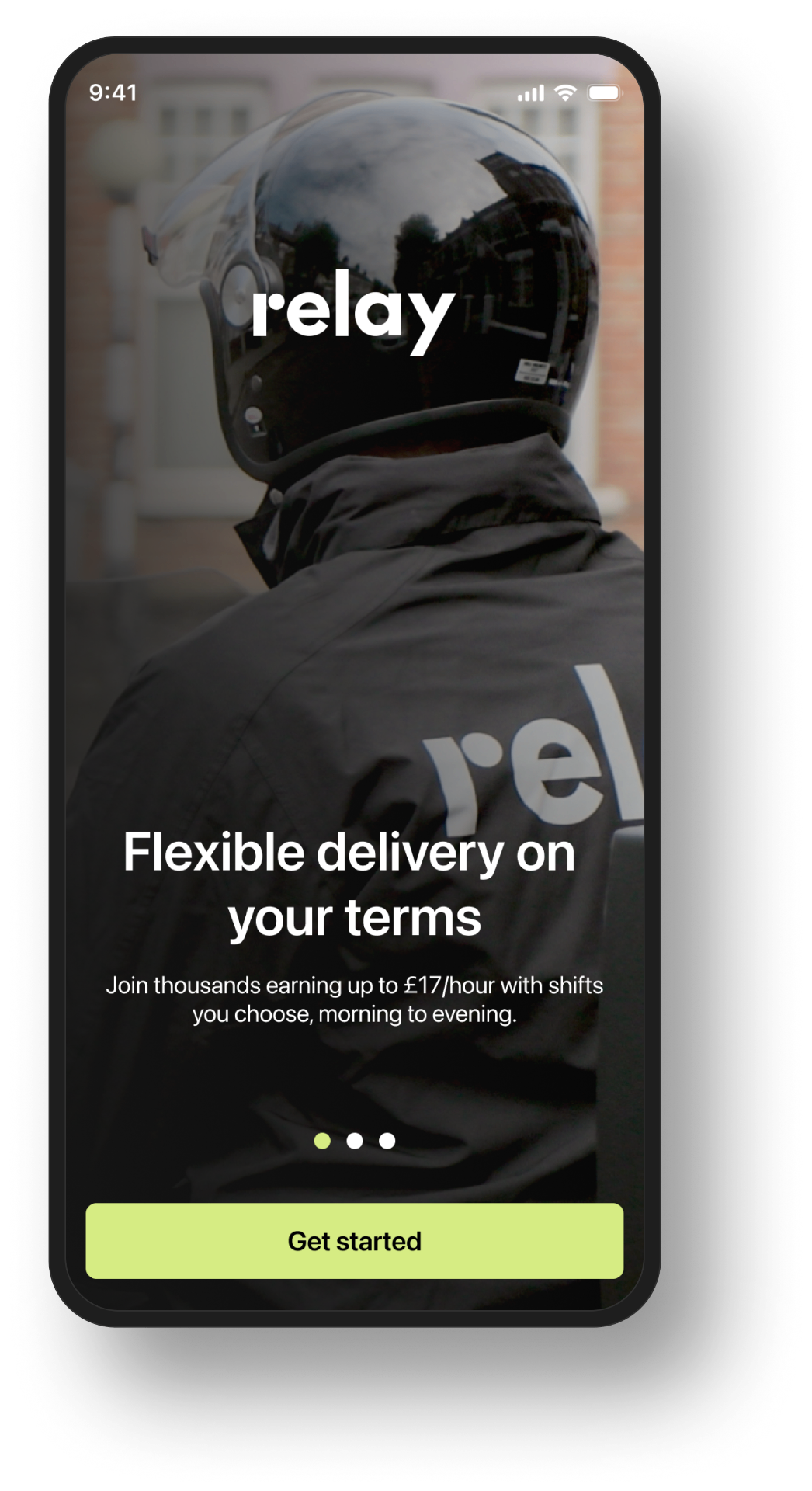Relay app welcome screen