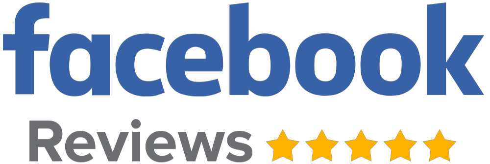 Facebook Reviews text with five yellow stars indicating a five-star rating.