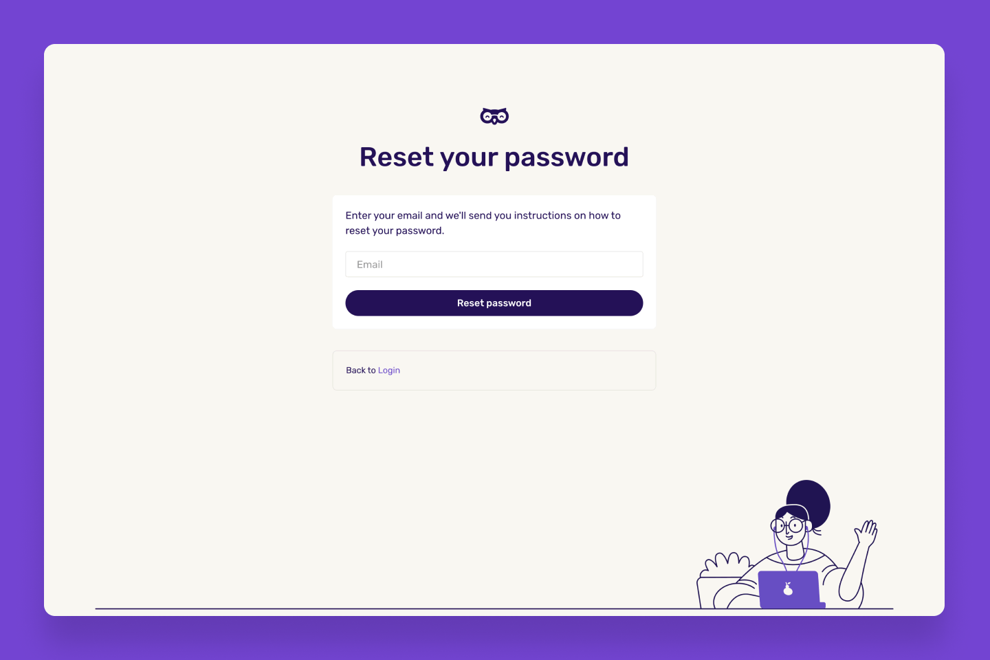 Reset password page