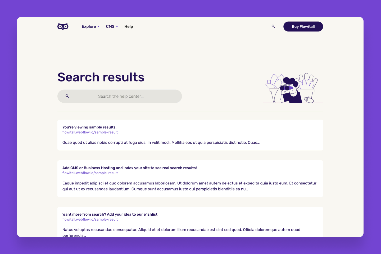 Search results page
