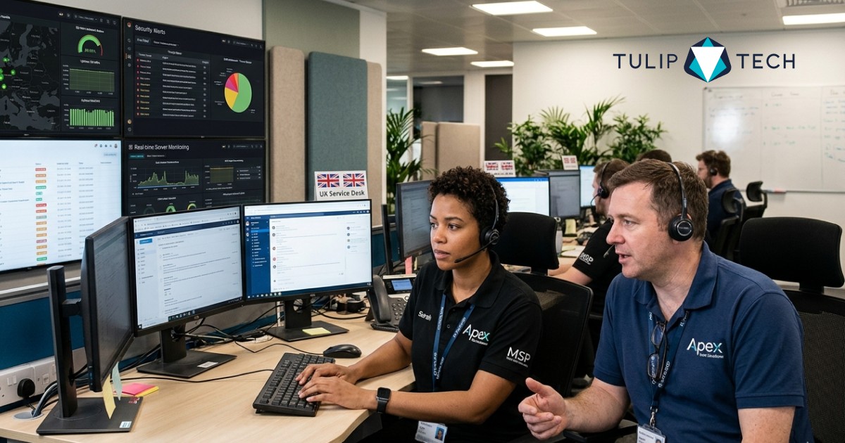 UK managed IT services provider service desk monitoring network and security