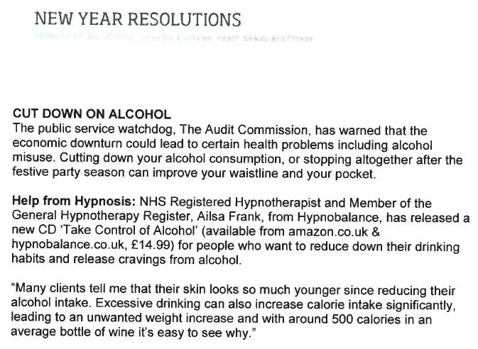 New Year Resolution - Cut down on alcohol press scan 1
