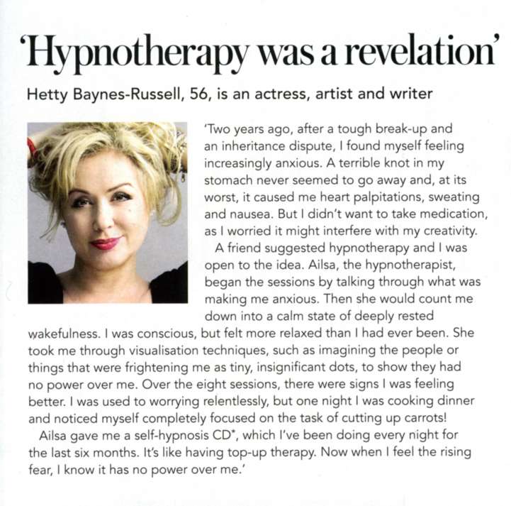 Hypnotherapy was a revelation Hetty Baynes-Russell press scan 1