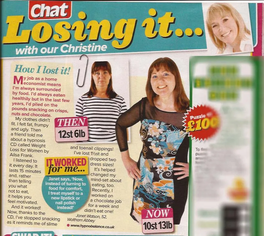 Janet weight loss story in Chat Magazine