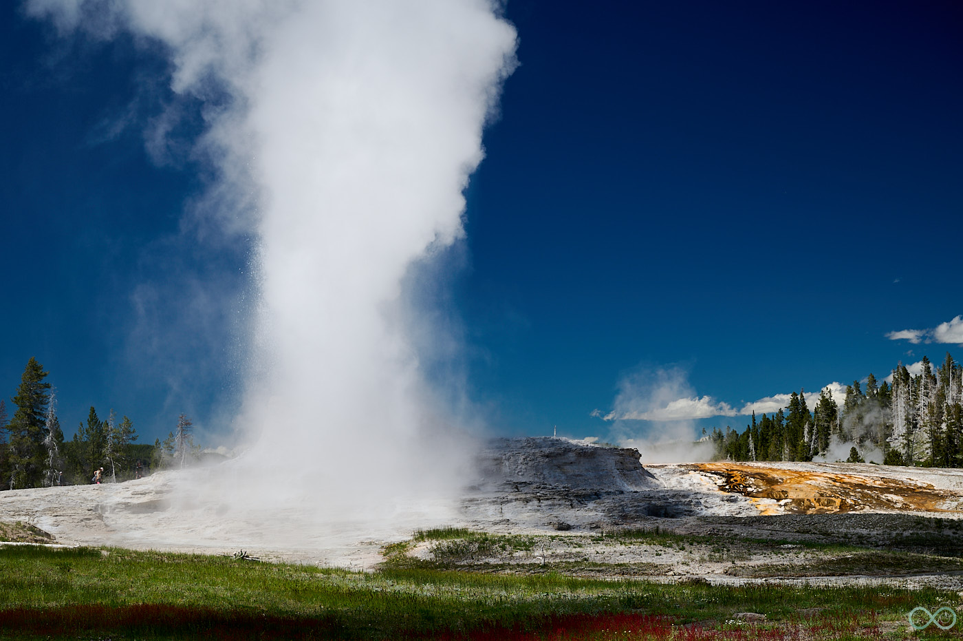 Geysir und bunte Thermalquellen im Yellowstone Nationalpark South Loop