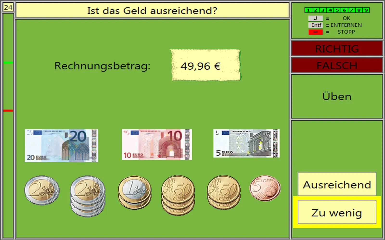 Screenshot aus dem Training: Rechentraining (CALC)
