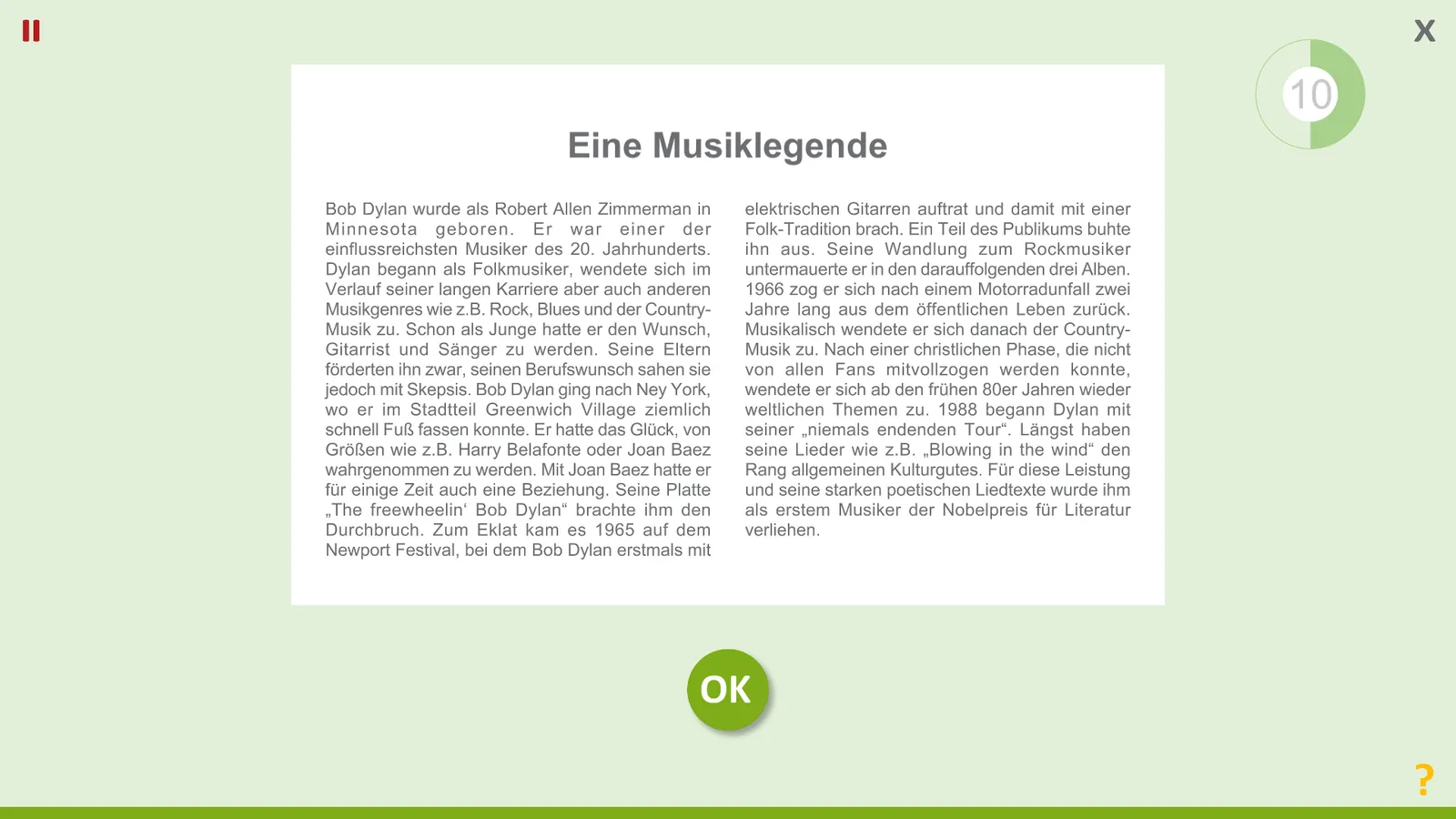 Screenshot aus dem Training: Verbales Gedächtnis (VERB)