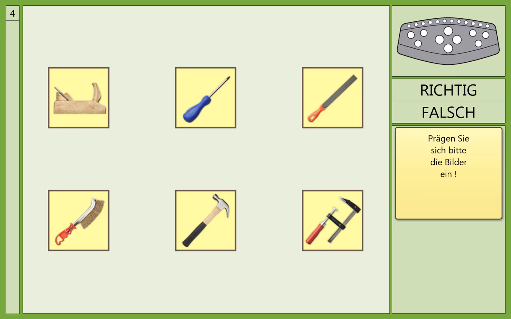 Screenshot aus dem Training: Topologisches Gedächtnis (MEMO)