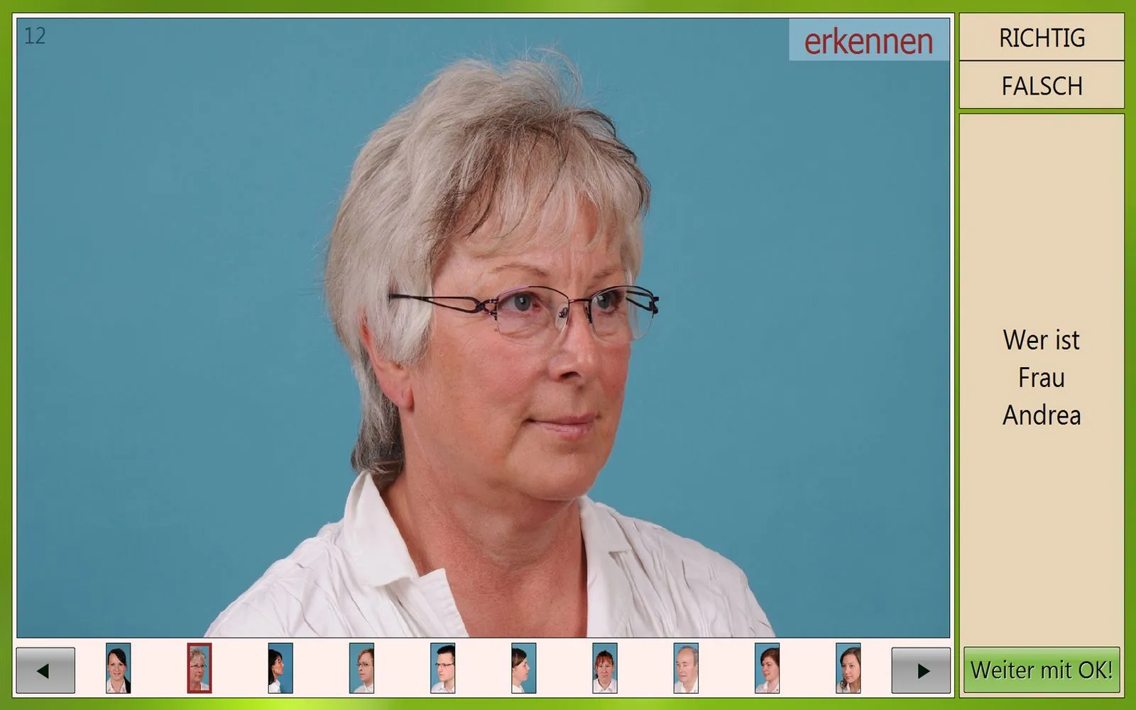 Screenshot aus dem Training: Gesichtsgedächtnis (GESI)