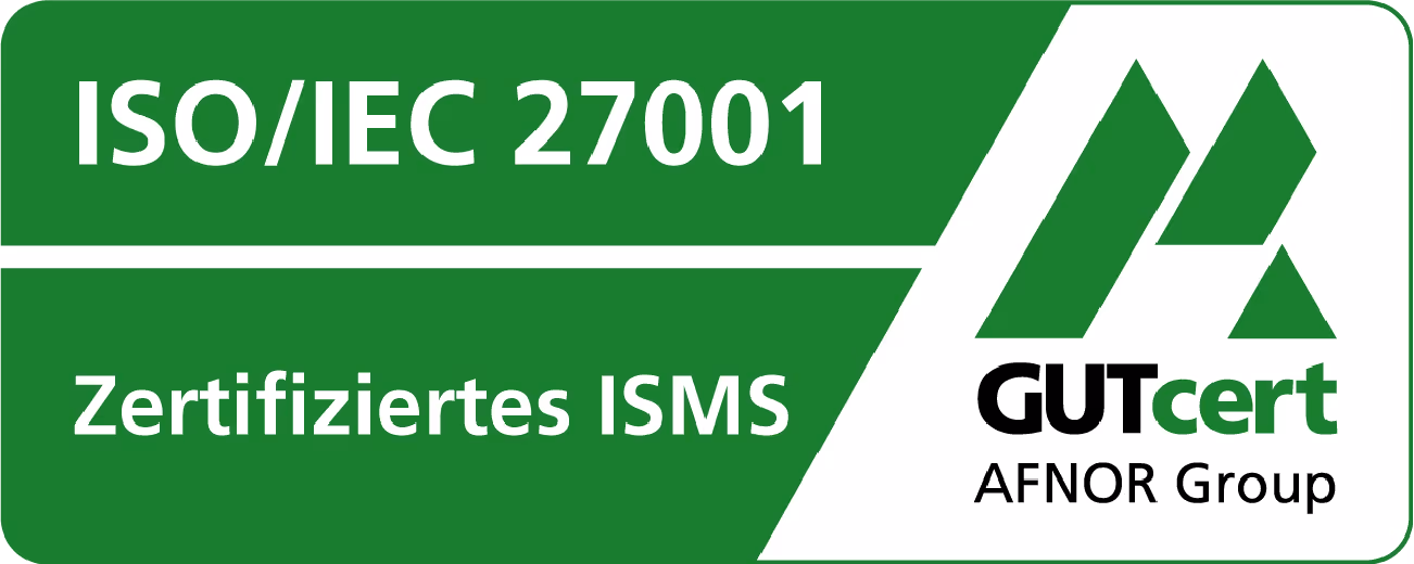 ISO/IEC 27001 Zertifizierungszeichen für zertifiziertes ISMS.