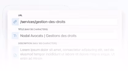 Tableau de bord SEO avec checklist d'audit et recommandations pour contenu optimisé IA PME