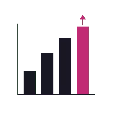Icône graphique à barres en croissance, acquisition Ads upwedo.