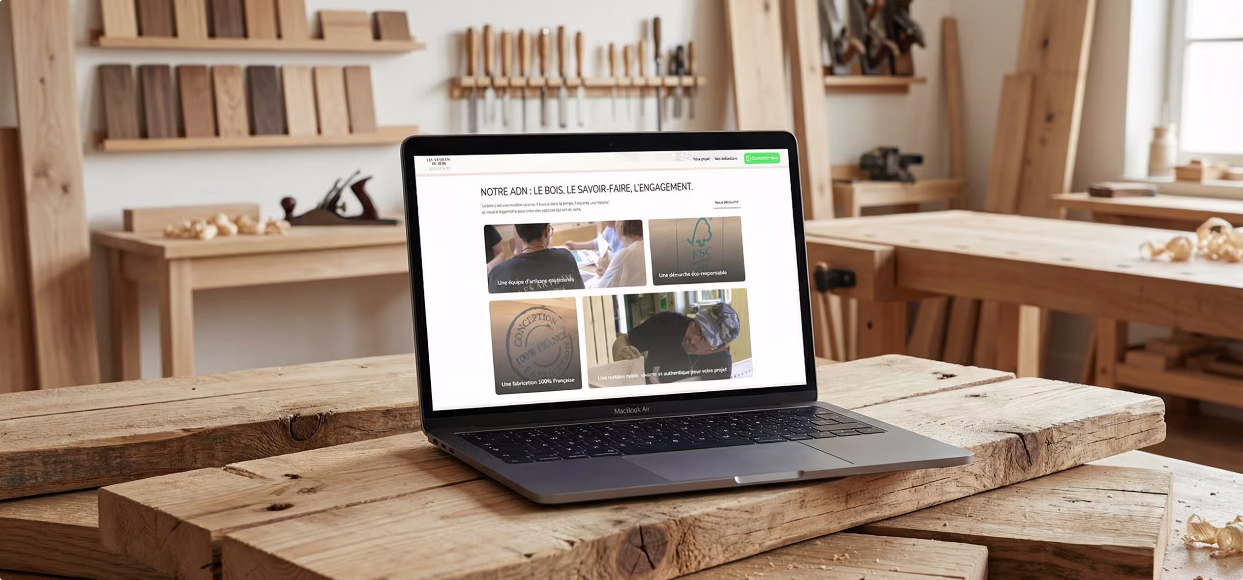 Mini-site vitrine Les Artisans du Bois - direction digitale externalisée PME par upwedo.