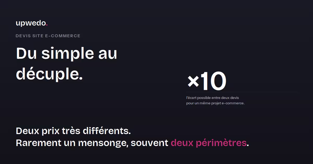 Écart de prix d'un devis site e-commerce, du simple au décuple, upwedo.
