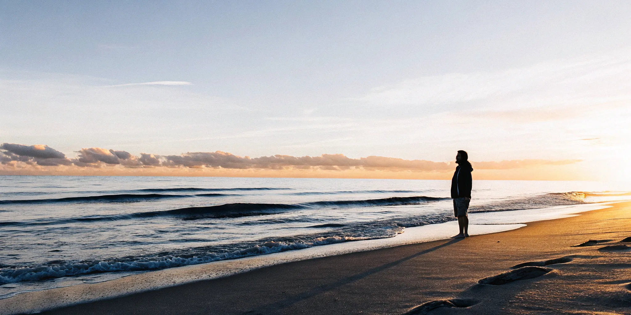 A legally ordained person on a Florida beach ready to officiate a wedding.