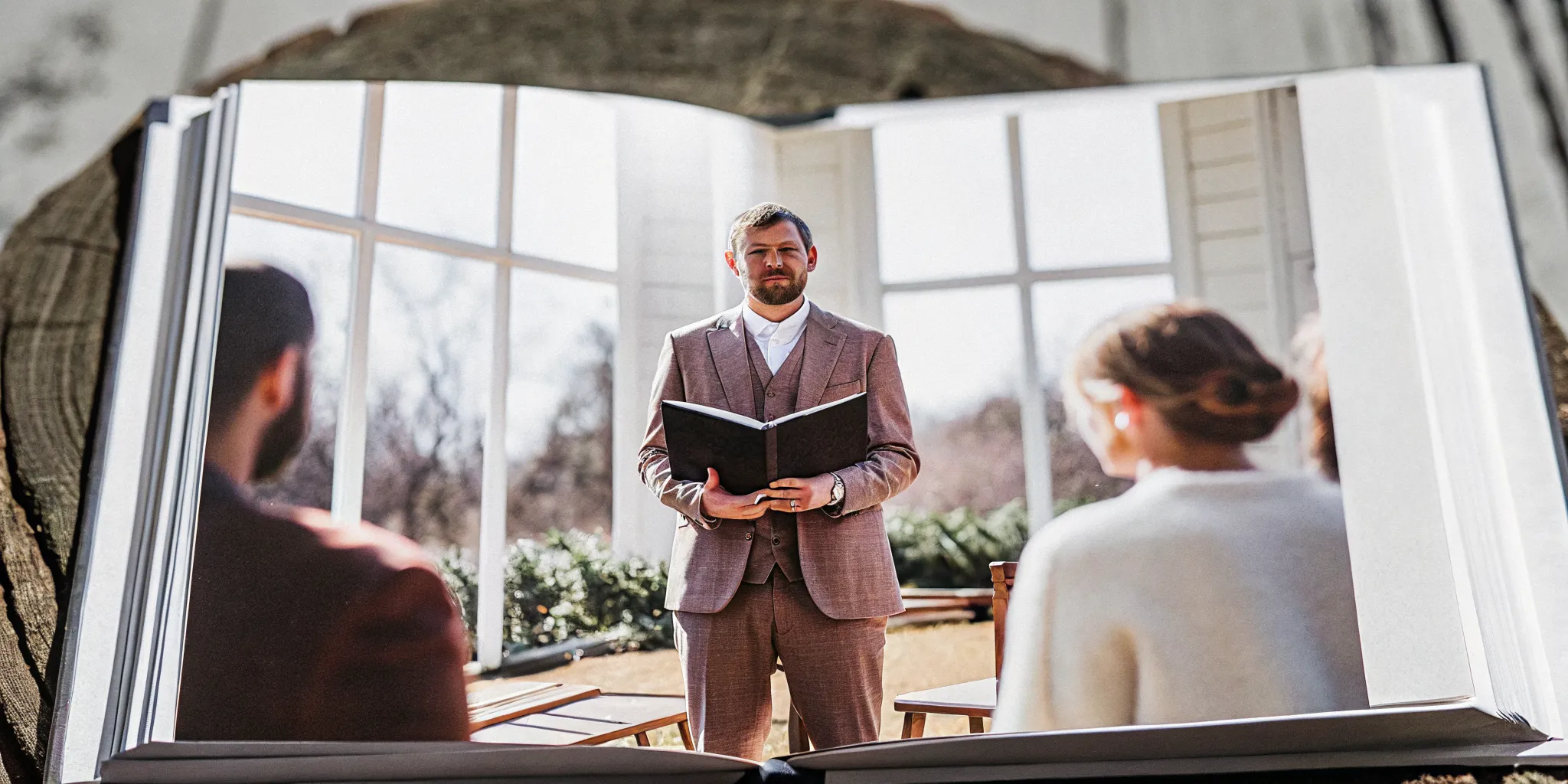 A wedding officiant at a ceremony, a key part of the average wedding officiant fee.