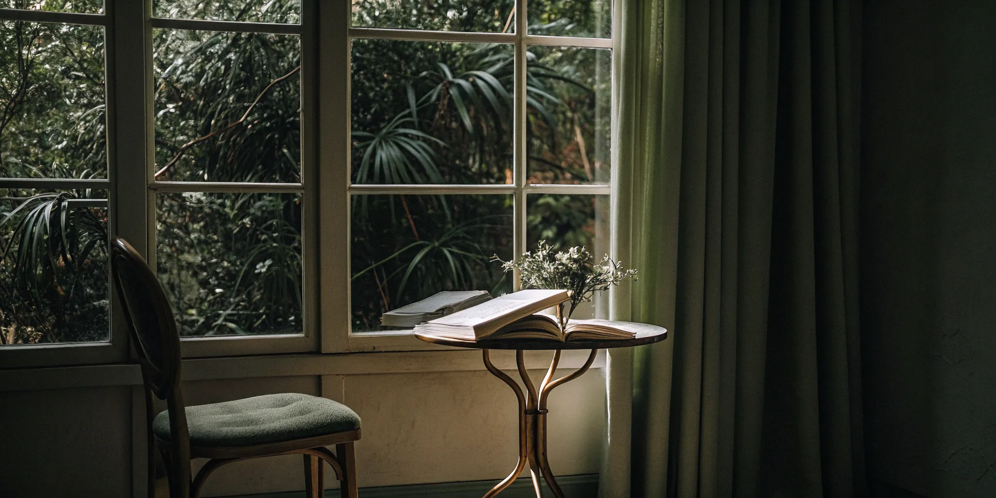 A wedding officiant studies legal requirements in a book next to a vase of flowers.