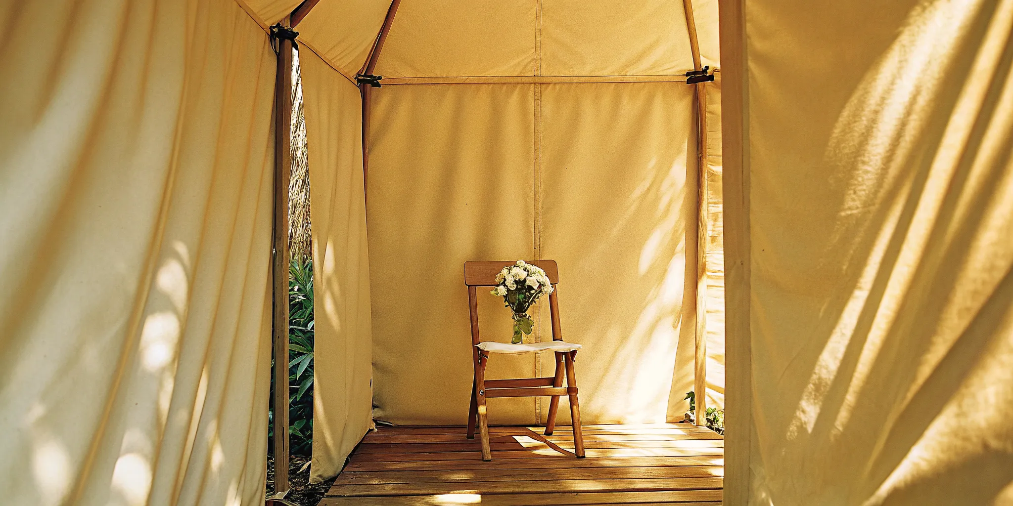 A wedding ceremony chair and bouquet in Virginia, where officiants must meet legal requirements.