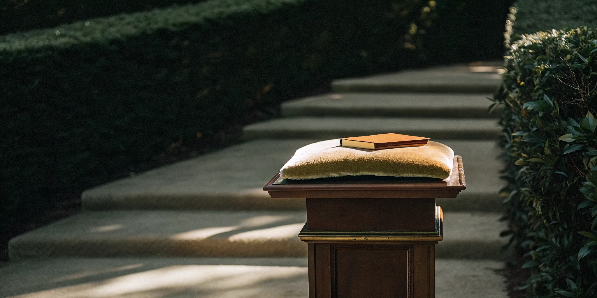 A book on a podium at an outdoor venue for an ordination in NJ.