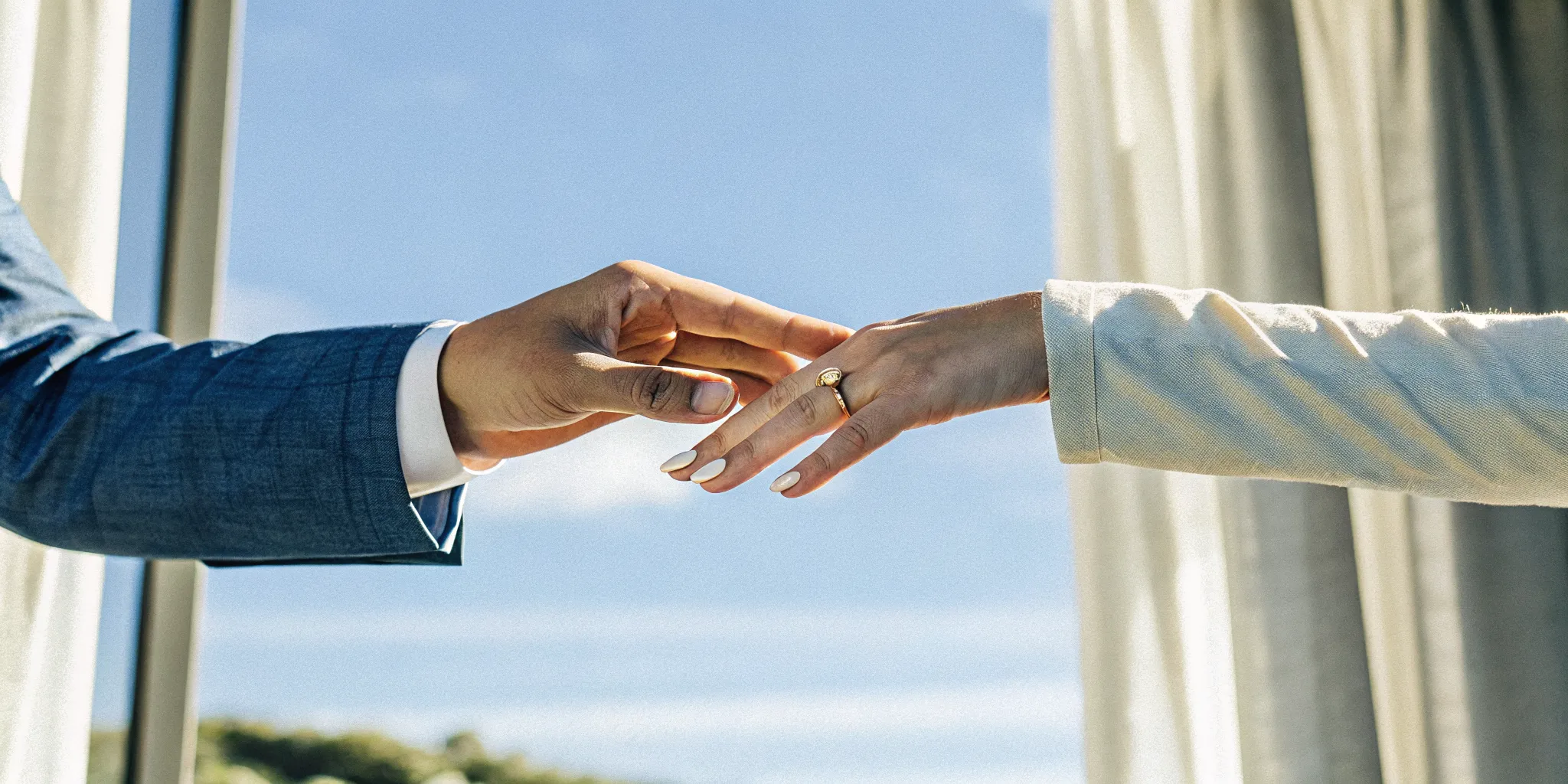 A couple's simple ring exchange using meaningful wedding wording.