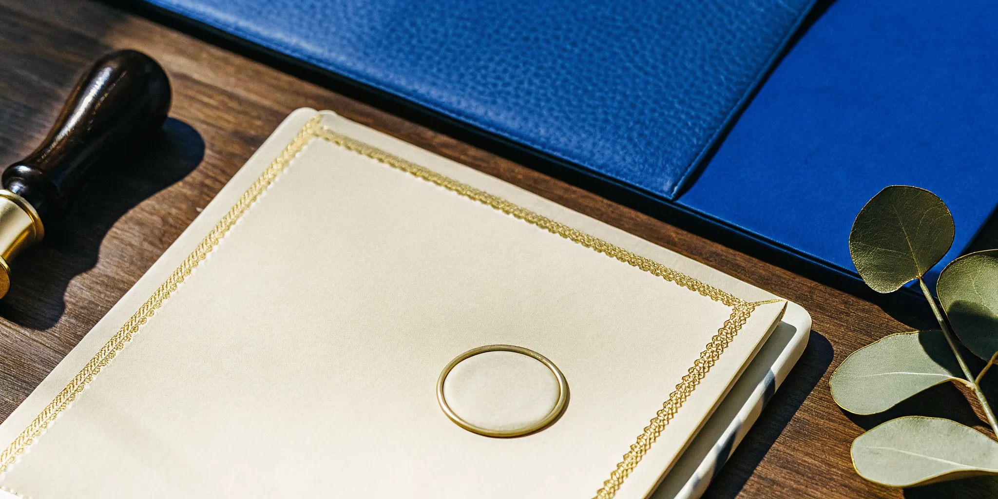 Wedding certificate and legal paperwork for the requirements to officiate a wedding.