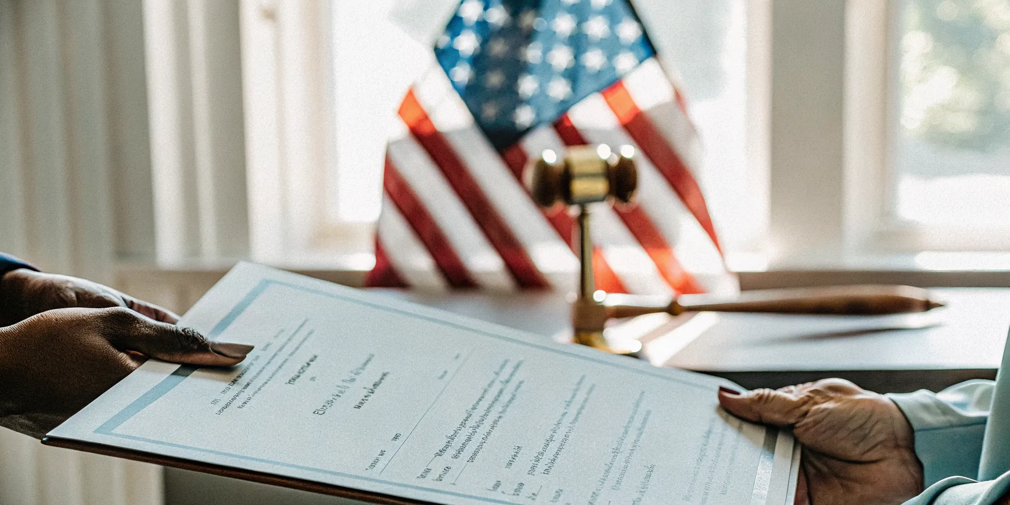 Ordination certificate with American flag background representing legal recognition
