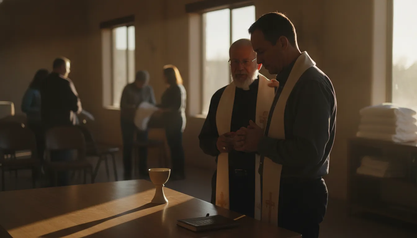 Ordained minister discussing preparation with a mentor in El Paso, Texas