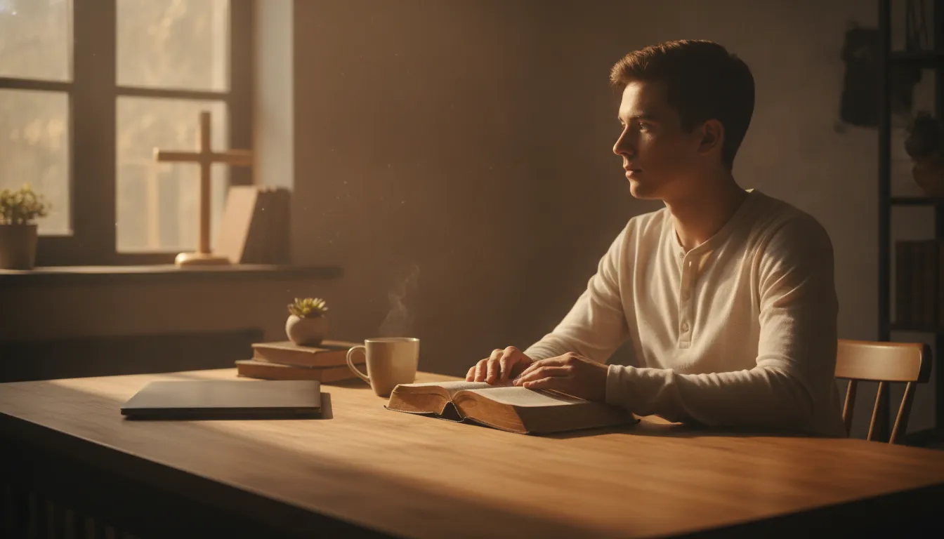 Aspiring minister exploring online ordination in a bright home setting