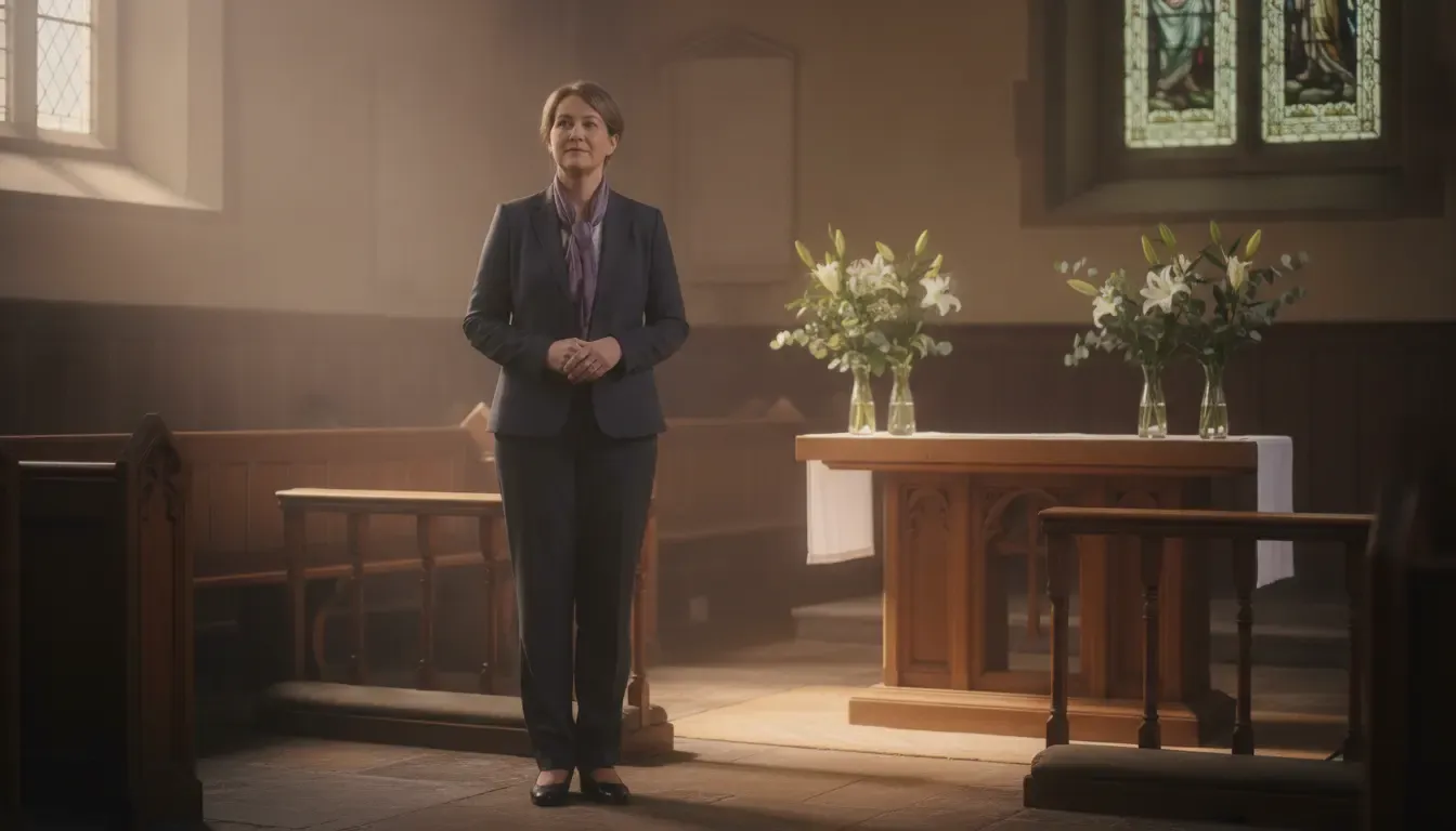 Funeral officiant standing ready to lead a respectful memorial service