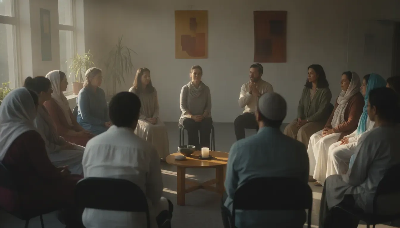 Interfaith minister guiding a diverse spiritual community