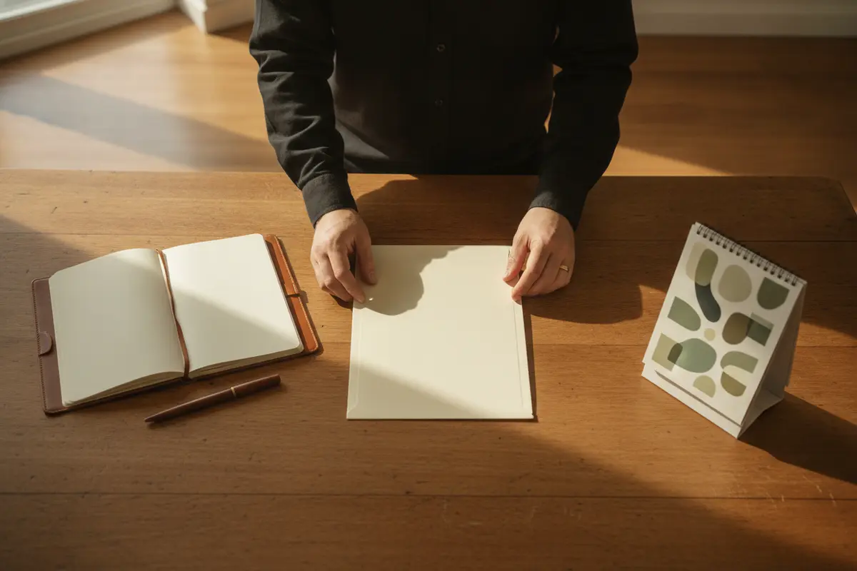 Minister organizing documents and planning before an officiating assignment