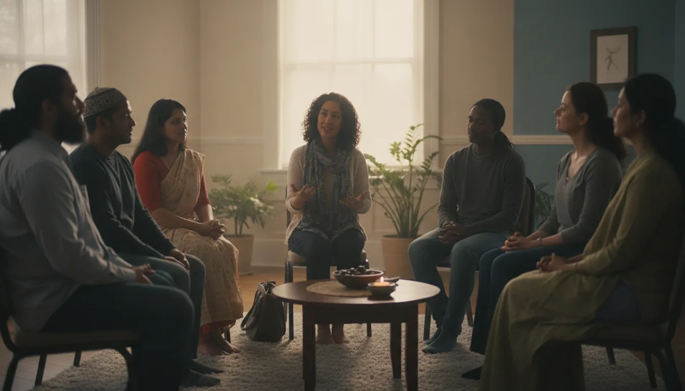 Adults in a spiritual community discussion