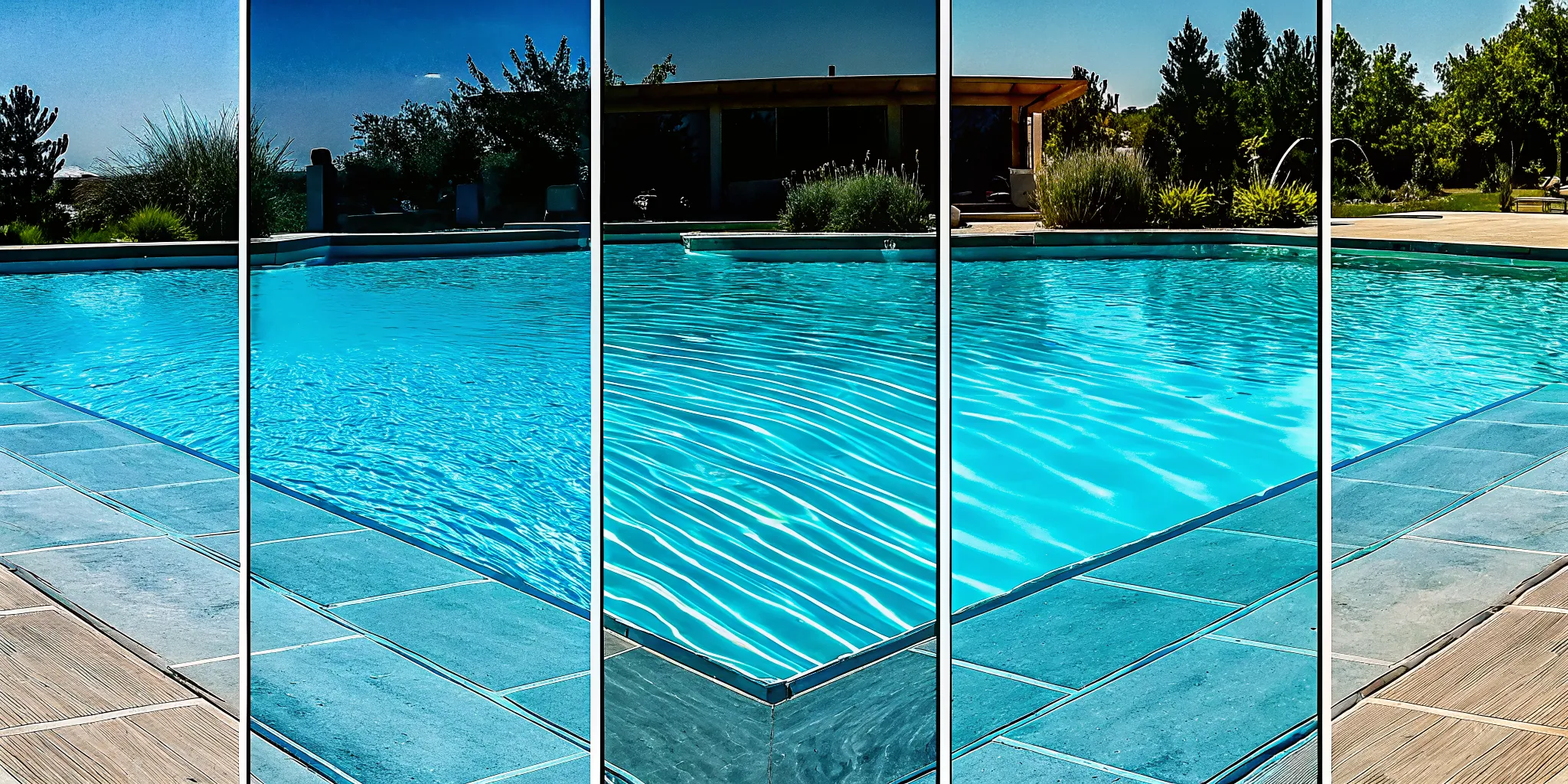 Pool coping ideas featuring a modern backyard pool with sleek stone coping.
