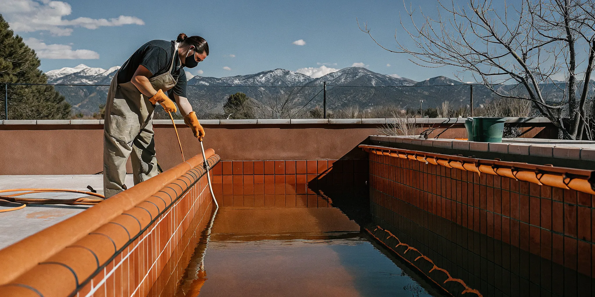 Denver backyard pool with fresh pebble finish in Colorado sunlight