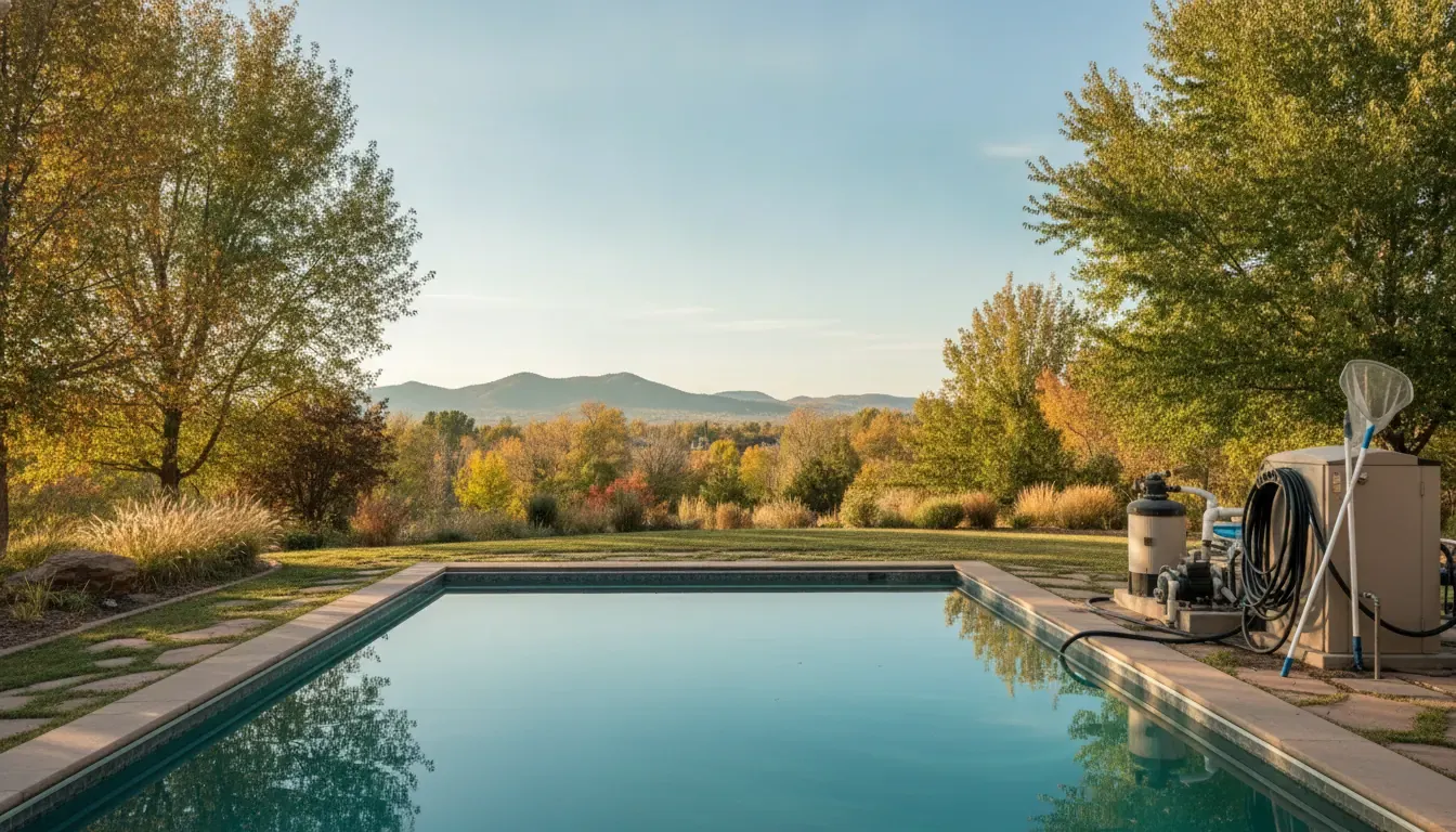 Denver backyard pool prepared for seasonal maintenance