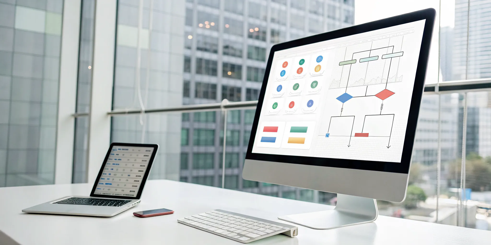 Comparing SEO keyword tool subscriptions with data charts on a laptop screen.