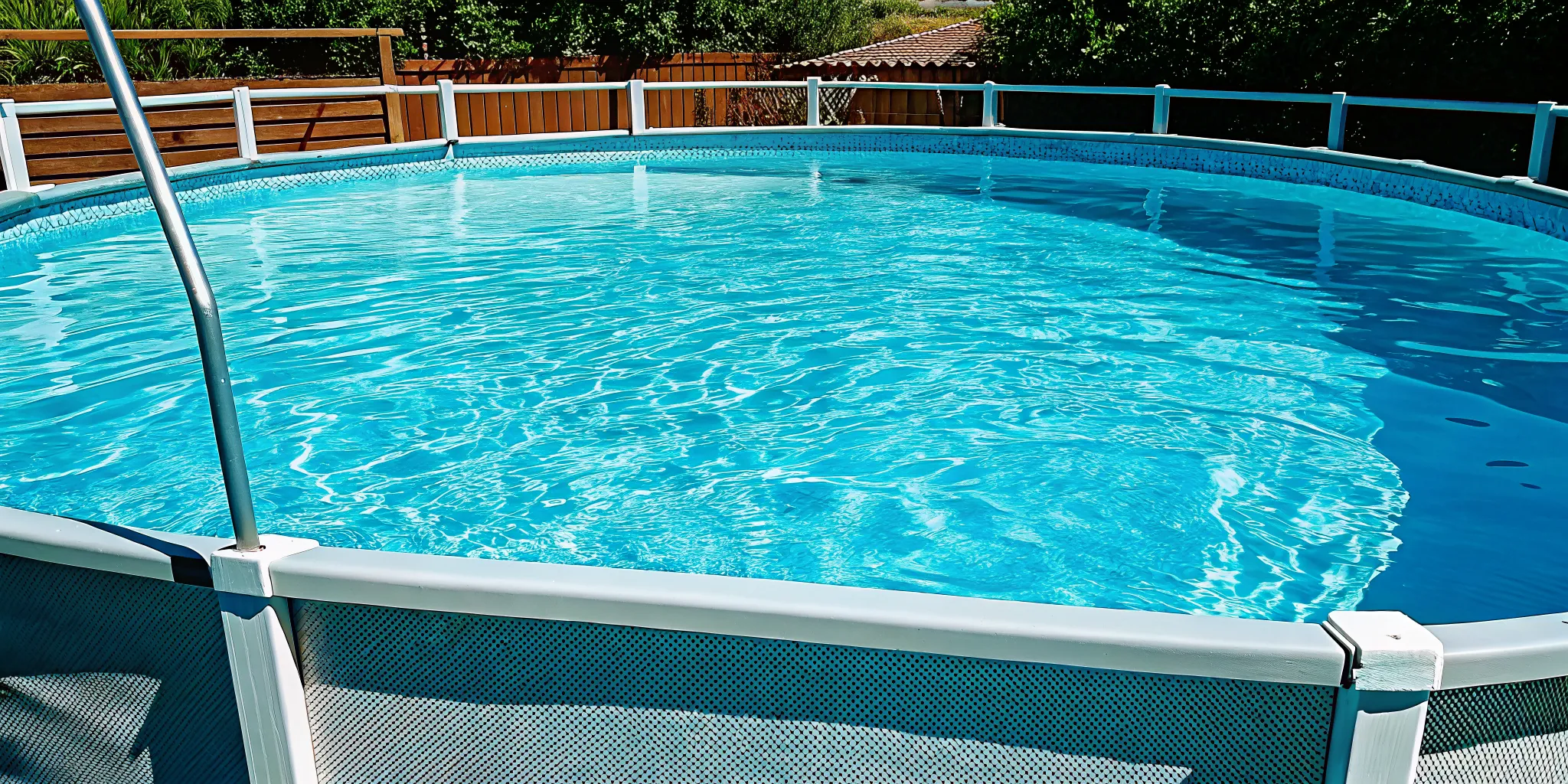 A clean above ground pool, the result of a consistent pool maintenance schedule.