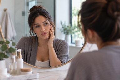 Provider evaluating facial volume loss before dermal filler treatment in Denver, Colorado